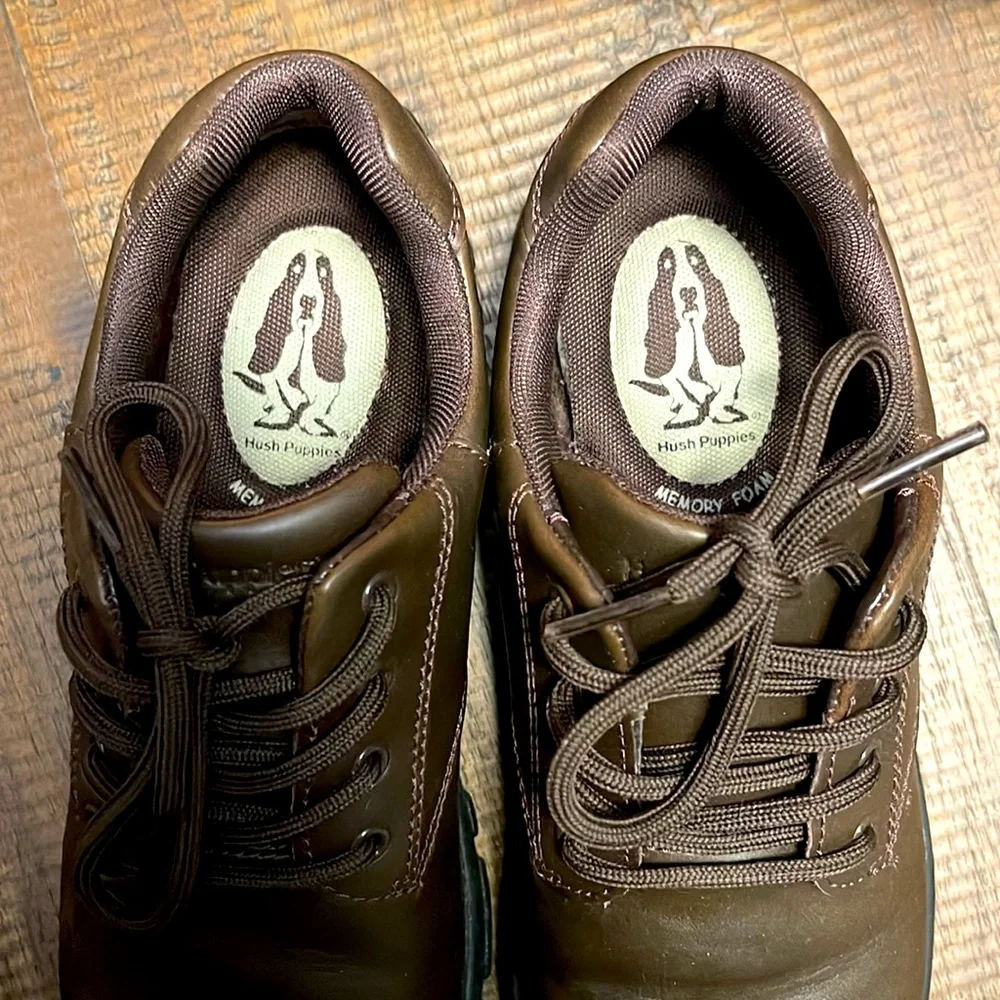 Hush Puppies Boys Brown Leather Lace-Up Dress Shoes